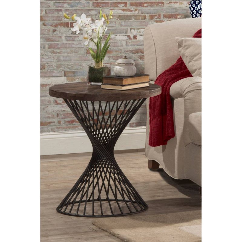 Kanister End Table Wood/Metal Weathered Walnut Finished/Dark Pewter - Hillsdale Furniture, 3 of 8