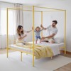 VEVOR Full Size Canopy Bed Frame, Metal Canopy Bed with Minimalist Headboard & Four Posters Design, Heavy Duty Steel Slats Support, Gold - 2 of 4