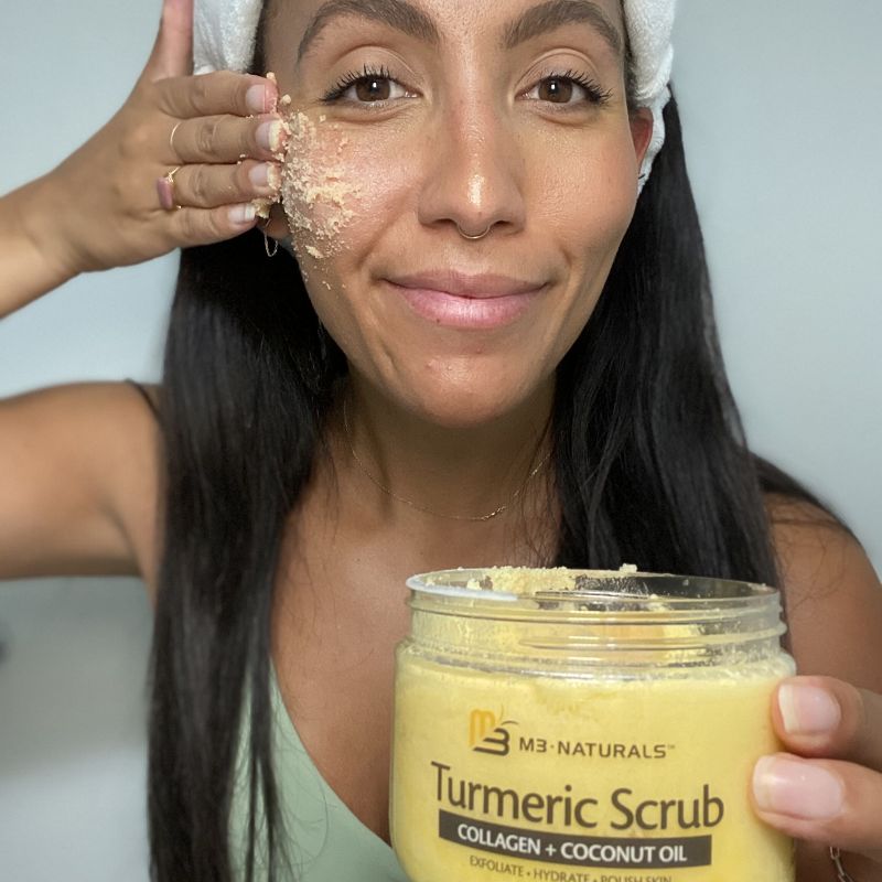 Turmeric Body Scrub with Collagen & Coconut Oil, Exfoliate Hydrate & Polish Skin, Unscented, Pure Biology, 12oz, 4 of 7