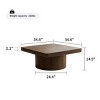 34" Square Wood Coffee Table with Thick Top, Modern Wood Coffee Table for Living Room Décor, Parquet Coffee Table with Cylindrical Base-Koiai - 4 of 4