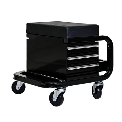 Maggift Tool Boxes and Totes, Mobile Cabinet with Lockable Casters, Chest for Tool Storage, Black, 15.8"*14.3"*15.3"