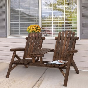 LOVMOR 2-Seat Wooden Adirondack Chair - 1 of 4