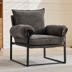Okak Modern Chenille Upholstered Back Adjustable Armchair with Black Metal Frame,Leisure Recliner Chair for Living Rooms,Relaxation Areas - 1 of 4