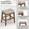 Arceso Bar Stools Set of 2, 24 Inch Fabric Counter Height Bar Stools, Saddle Barstools with Nailhead Trim Tufted Button, Light Beige Gray - 3 of 4