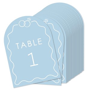 Big Dot of Happiness Dusty Blue Wedding Rings Table Numbers Centerpieces, Double-Sided 5 x 7 inches Cards, Table Numbers - 1-20 - 1 of 4