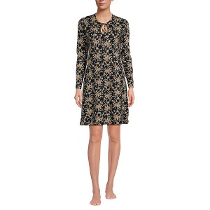 Lands' End Women's Cotton Interlock Long Sleeve Above the Knee Nightgown - 1 of 3