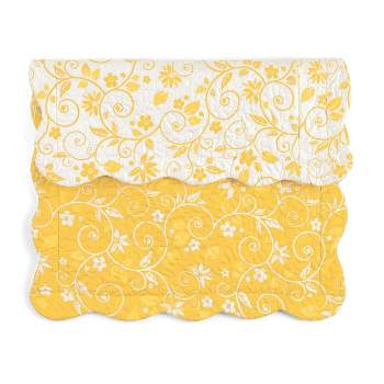 Collections Etc Reversible Floral Scroll Pillow Sham Sham Yellow