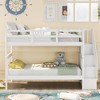 Twin Over Twin Bunk Bed with Storage Stairway and Guardrail, Sturdy Pinewood Bed Frame, No Box Spring Required - ModernLuxe - 2 of 4