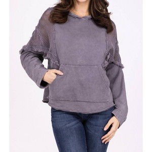 Women's Only Me Boho Long Sleeve Hooded Top - Easel - 1 of 1