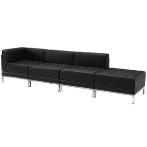Flash Furniture HERCULES Imagination Series Black LeatherSoft 4 Piece Chair & Ottoman Set - 1 of 2
