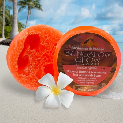 MADE IN HAWAII, Persimmon & Papaya Premium Organics Coconut Butter Loofah Soap.