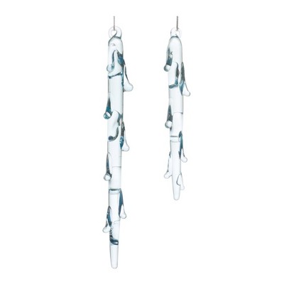 Melrose Melted Glass Icicle Drop Ornament (Set of 12)