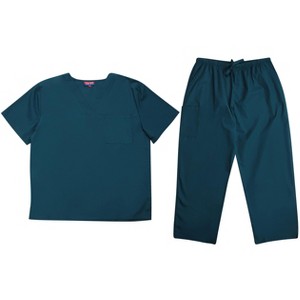 Tropi Mens Scrub Sets - Four Pocket Medical Scrubs Uniform (V-Neck with Cargo Pant) - 1 of 3