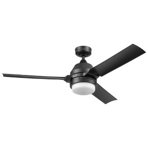 Honeywell Ceiling Fans Port Isle Modern 54 Inch Outdoor Ceiling Fan with Light, LED Fan with Remote Control, and Weather Resistant Blades, Black - 1 of 4