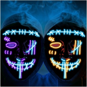 2/100 Pcs Halloween Mask, Purge Mask for Halloween Cosplay Costume, Ice Blue/Purple + Ice Blue /Orange - 1 of 4
