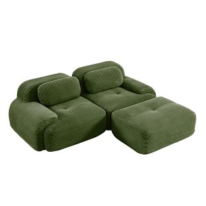 82" Corduroy Modular L-Shaped Sectional Sofa with Ottoman - 1 of 4