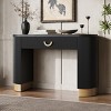 Modern Console Table with Storage Drawer, Entryway Table  with Vertical Ribbed Design and Gold Accents for Hallway or Living Room - Panipeachy - 2 of 4