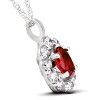 Pompeii3 1 3/4ct Ruby & Genuine Diamond Halo Pendant 14K White Gold - 2 of 3