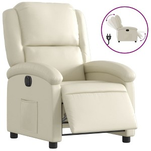 vidaXL Electric Recliner Chair - Cream Faux Leather Reclining Armchair with Motorized Adjustments for Elderly, Living Room Comfort - 1 of 4