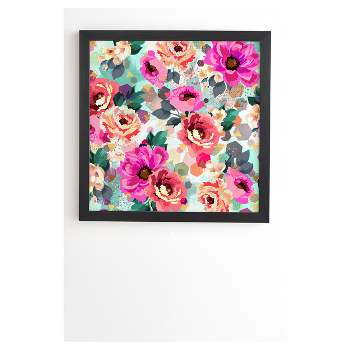 Marta Barragan Camarasa Abstract Geometrical Flowers Framed Wall Art 20"x20" Black - Deny Designs