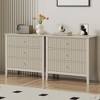 Heynemo Fluted 3 Drawer Dresser, Set of 1 with Ball Bearing Slide, Modern Nightstand Cabinet with Spacious Storage for Bedroom, Hallway, White - 2 of 4