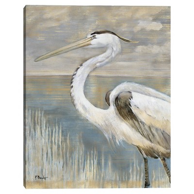 22" x 28" Golden Heron Coastal Canvas Wall Art