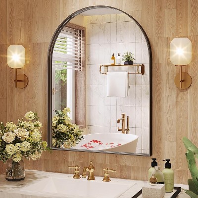 Beautyolove 32"L x 34"W Arched Bathroom Mirror Wall Mounted Mirror