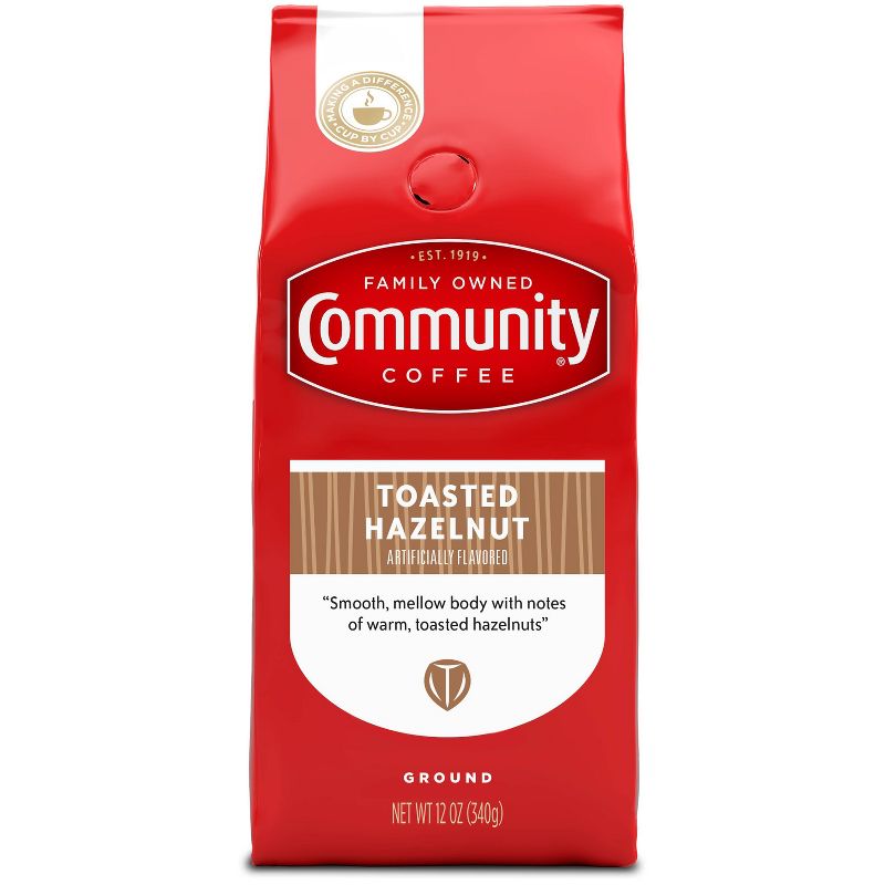Community Coffee Toasted Hazelnut Medium Dark Roast Ground Coffee - 12oz, 1 of 4