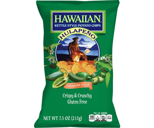 Hawaiian Hulapeno Jalapeno Fried! Crispy & Crunchy Kettle Style Potato Chips - 7.5oz