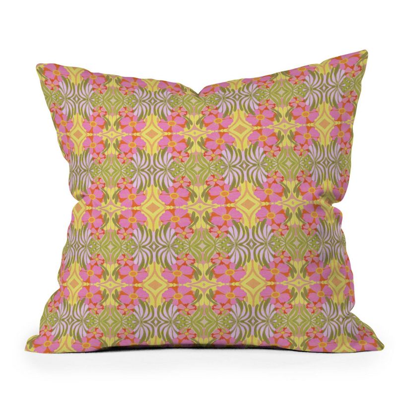 Sewzinski Modern Botanicals III Outdoor Throw Pillow Green/Pink - Deny Designs, 1 of 5