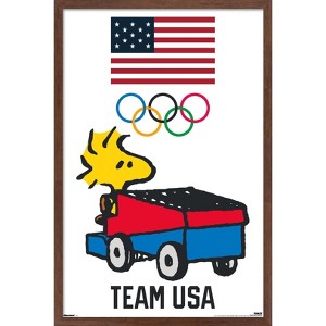 Trends International Team USA x Peanuts – Woodstock Drives the Zamboni Framed Wall Poster Prints - 1 of 4
