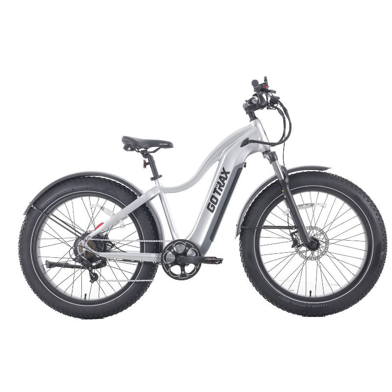 GOTRAX Adult Fat Tire 26&#34; Step Over Electric Hybrid Bike - Silver, 3 of 10