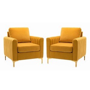 Set of 2 Iapygia Contemporary Tufted Wooden Upholstered Club Chair with Metal Legs for Bedroom Club Chair| ART OF LIVING DESIGNS - 1 of 4