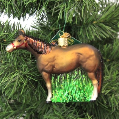 Hand-Painted Glass Quarter Horse Christmas Tree Topper