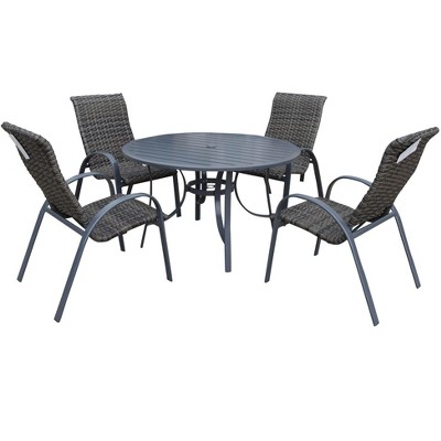 Courtyard Casual Santa Fe 5 pc Wicker 48" Round Dining Set With Wicker Chairs  Includes one Round table and 4 Wicker Chairs