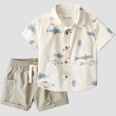 Little Planet by Carter's Organic Baby Boys' Fish Woven Coordinate Set