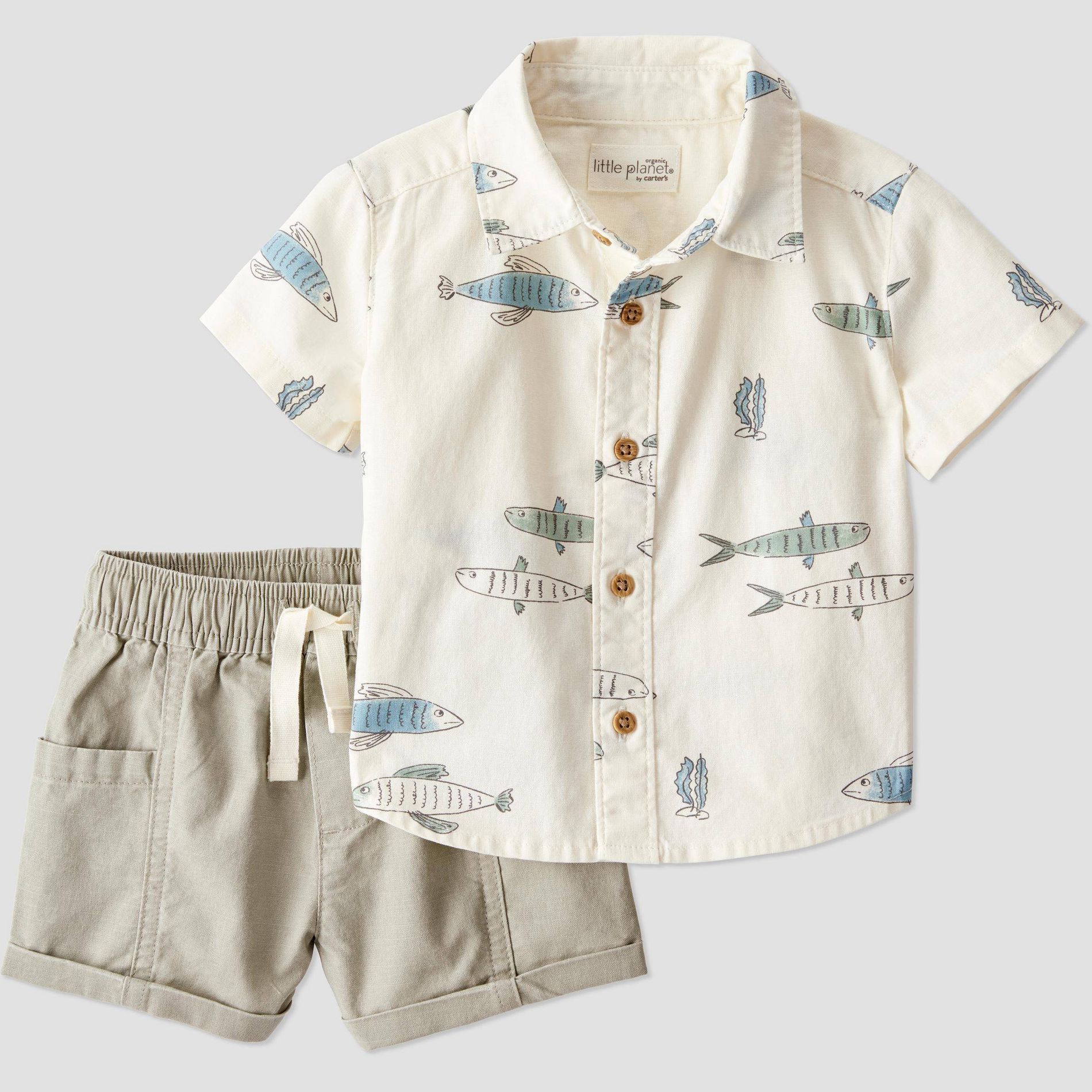 Little Planet by Carter's Organic Baby Boys' Fish Woven Coordinate Set