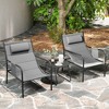 Costway 3 PCS Outdoor Bistro Set Breathable Seat Fabric & Cozy Headrest Metal for Yard - 2 of 4