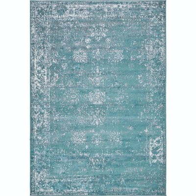 Turquoise Rectangular Synthetic Stain-Resistant Area Rug