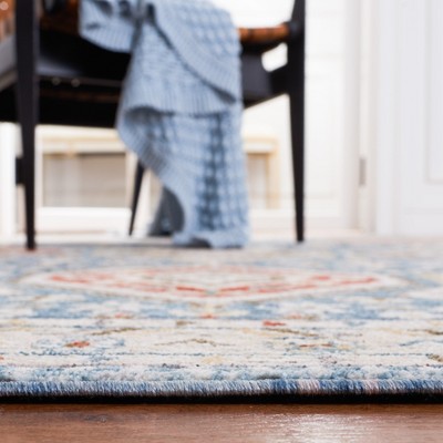 Sierra Ivory and Blue Hand-Knotted Wool Area Rug