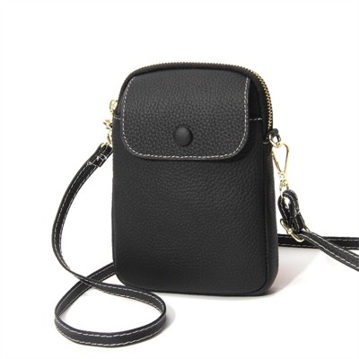 Clotth Genuine Leather Crossbody Purse Wallet Small Phone Pouch Flip Phone for Women Top Layer Cowhide  Bag Mini Vertical Mobile Phone Bag
