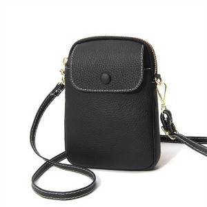 Clotth Genuine Leather Crossbody Purse Wallet Small Phone Pouch Flip Phone for Women Top Layer Cowhide  Bag Mini Vertical Mobile Phone Bag - 1 of 4