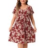 Agnes Orinda Women's Plus Size Floral Inverted Box Pleat Boho T-Shirt Dresses - 2 of 4