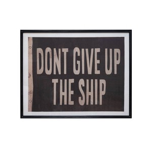 "Don't Give Up" Wood Framed Glass Wall Decor with Vintage Reproduction Flag Black - Storied Home: Modern Style, Abstract Pattern - 1 of 3