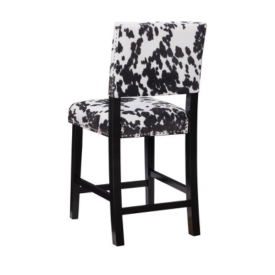 Clayton 24" Black Leather and Wood Swivel Counter Stool