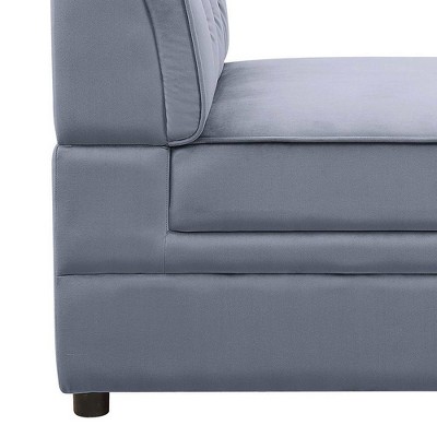 Gray Velvet Armless Slipper Accent Chair