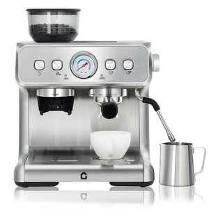 20 Bar Pressure Stainless Steel Espresso Machine with Grinder, 2.8L Removable Water Tank, Milk Frother Steam Wand for Latte/Cappuccino - 1 of 4