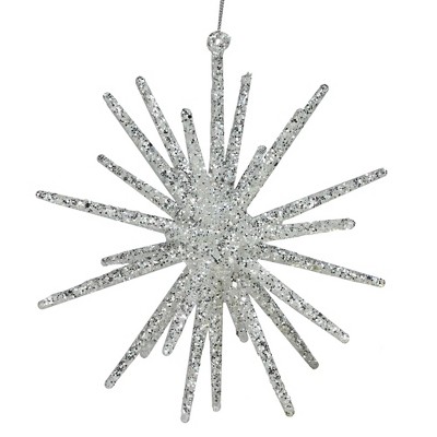 Northlight 12" White and Silver Glitter Starburst Christmas Ornament