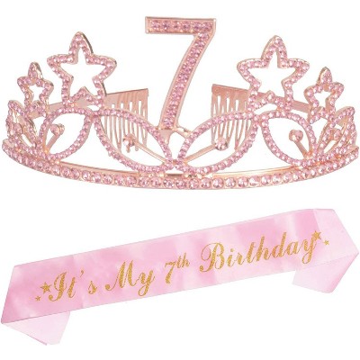 MEANT2TOBE Purple Princess 7th Birthday Sash And Tiara Set - Glitter - View #3