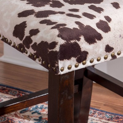 Corey 24" Brown and Ivory Cowhide Counter Stool
